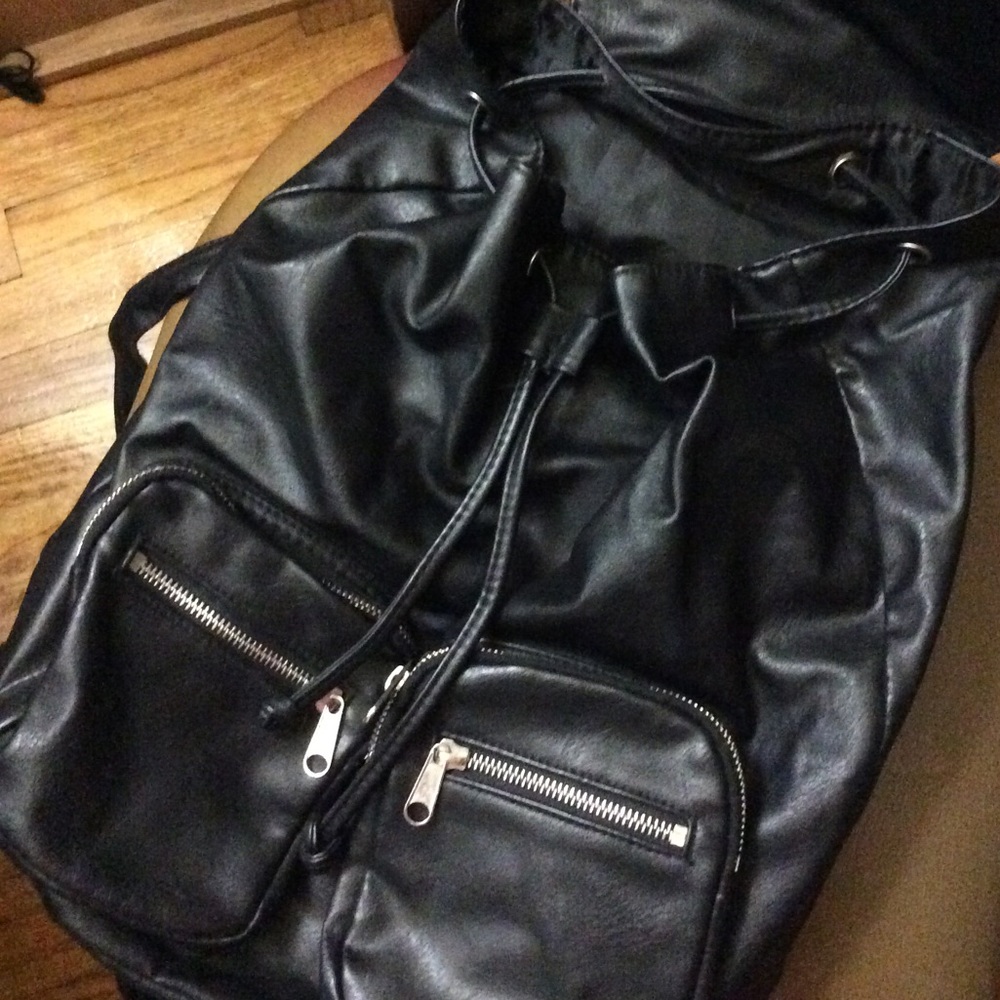 Trendy Casual Basic Black Backpack Strap & Button - image 3